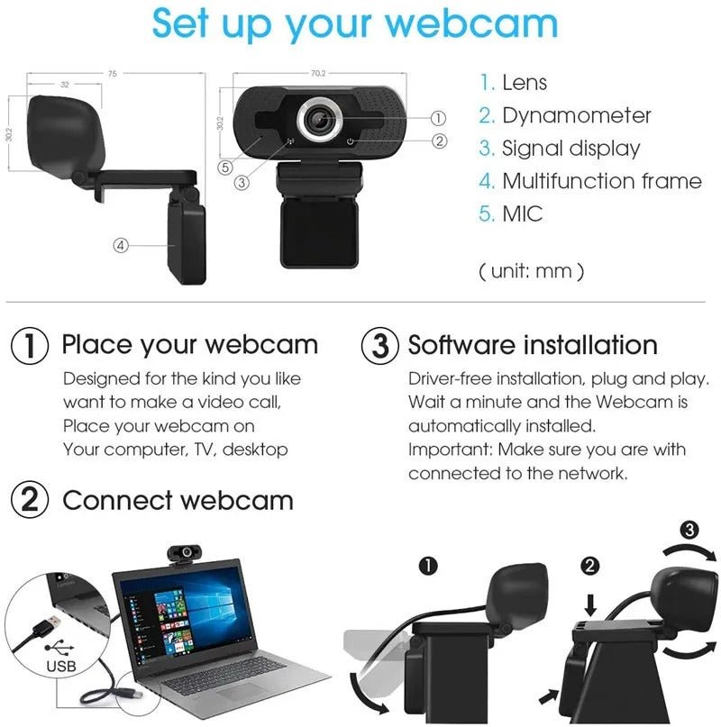 Cameră web HD pentru PC – Home Mini Webcam Own 110 ° - i - vory|Urban|